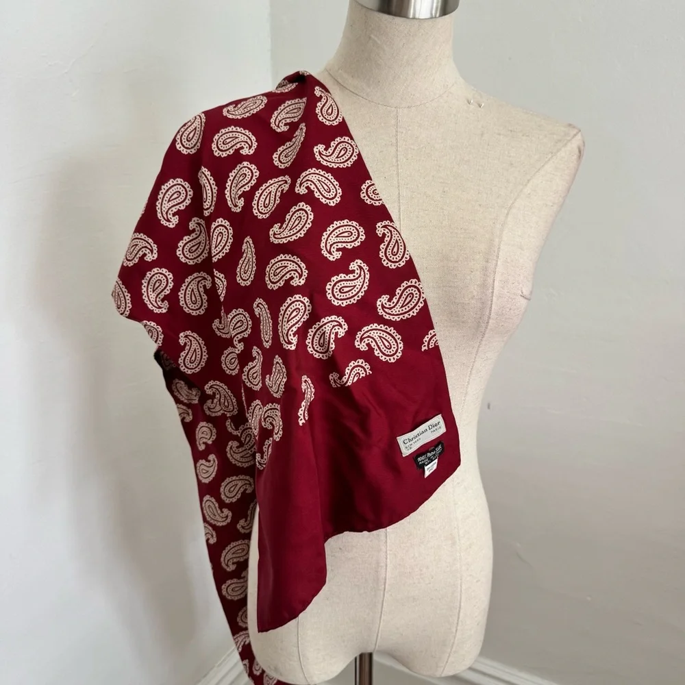 Vintage Christian Dior Red Silk Scarf